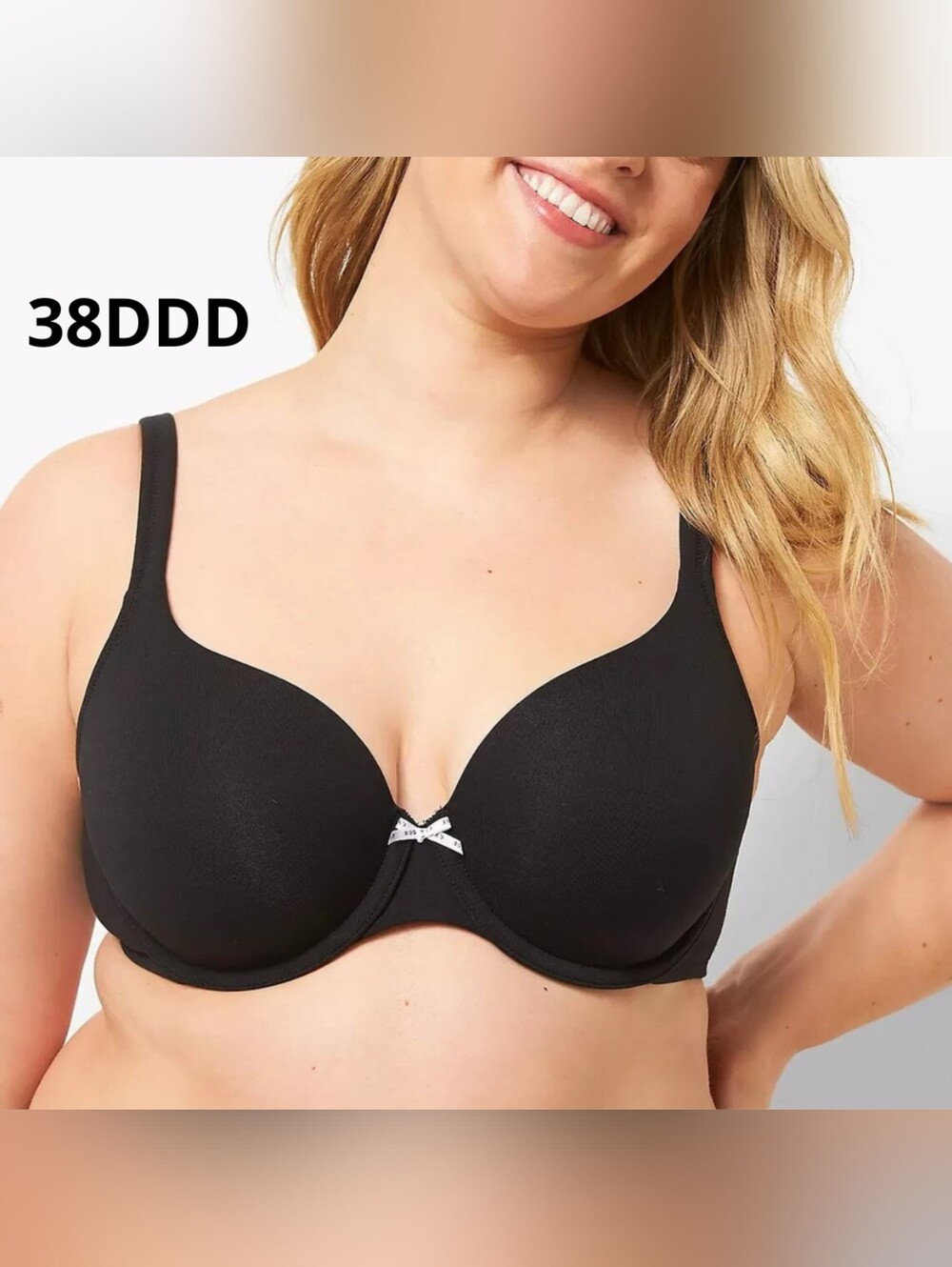 38DDD Cacique Lightly Lined Full Coverage Underwire Black Bra